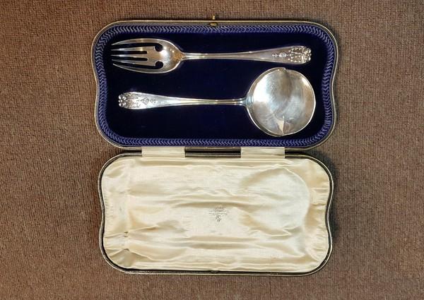 1913年 英國純銀貴族用豪華高檔精緻盒裝甜點餐具組